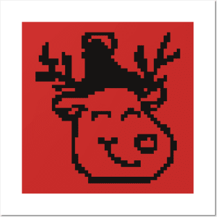 Deer Christmas cloth pixel art Posters and Art